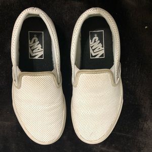 Leather white slip on vans
